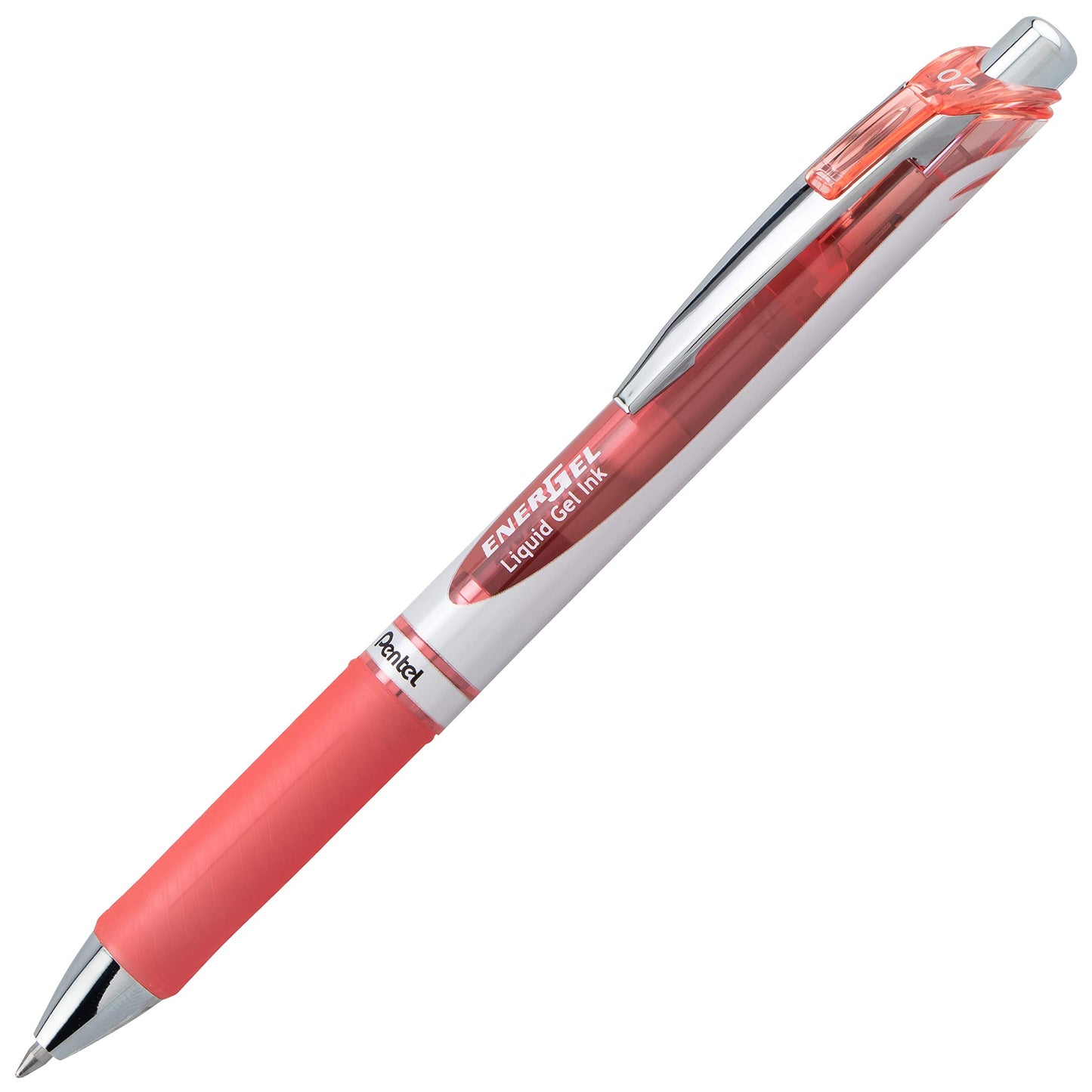 Pentel EnerGel XM BL77 gel pen with push mechanism, coral (pack of 12) - BL77-P3X-VE