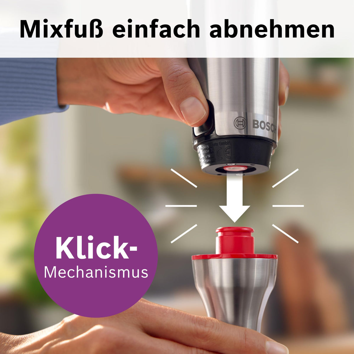 Bosch Hand Blender, Mixing Cup, Universal Chopper, Stainless Steel Blades, Dishwasher Safe, Spiral Cable, 1500 Watts, ErgoMaster Series 8 MSM8M930