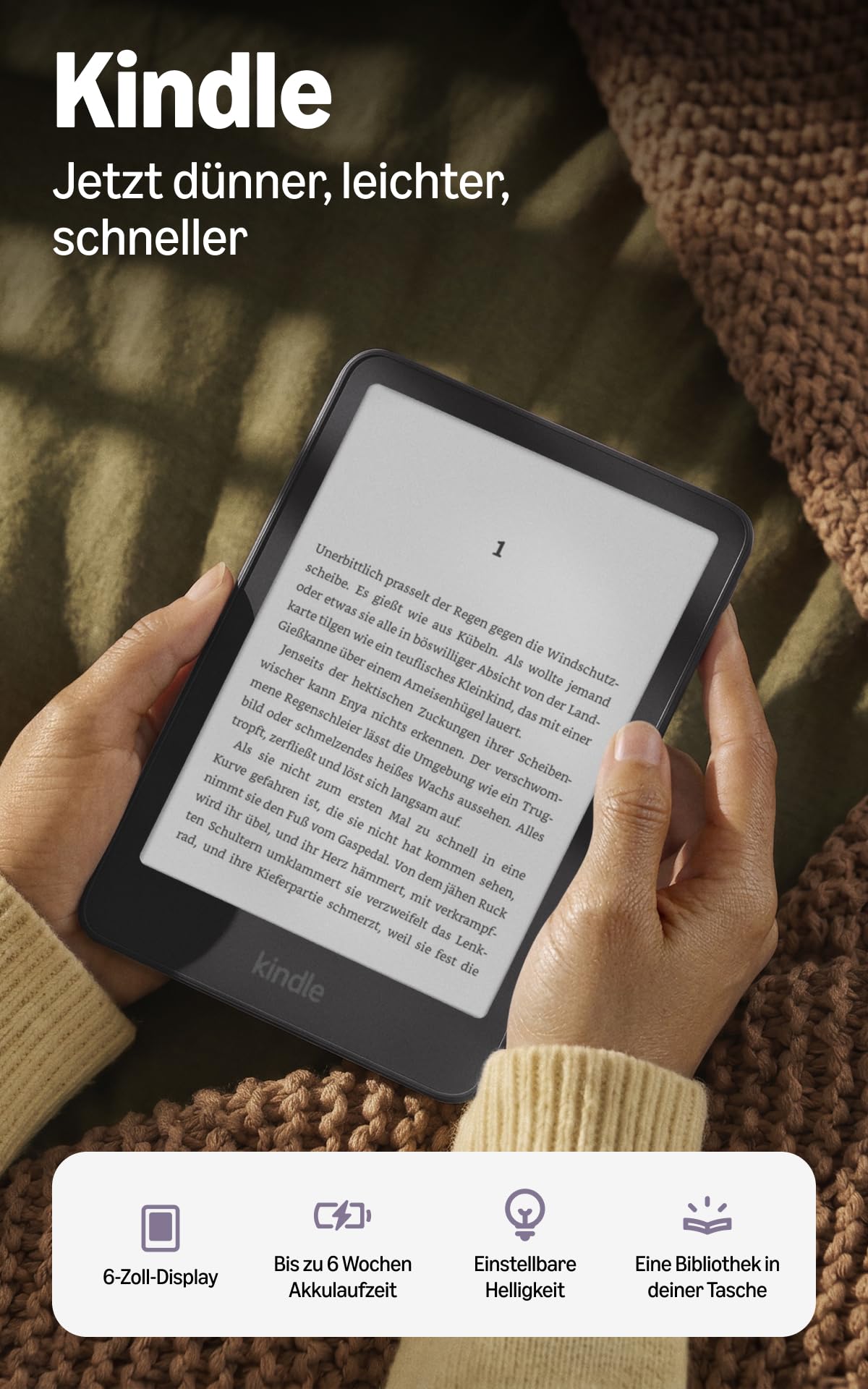 Amazon Kindle 16 GB (Cea mai recentă generație), acum mai subțire, mai ușor și mai rapid, display de 6 inch, Fără reclame - Grafit - Z8PC57