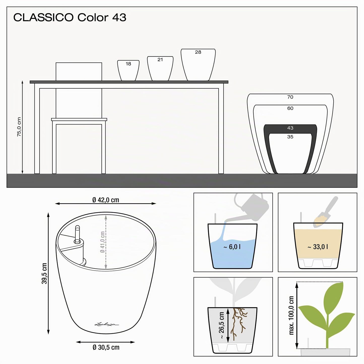 LECHUZA CLASSICO Color 43 slate gray 13244