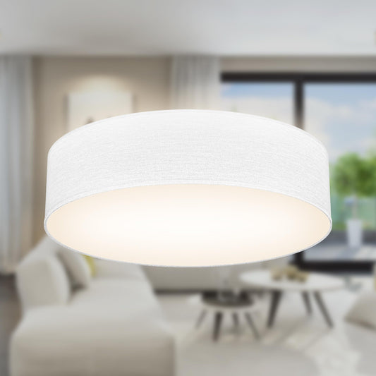 B.K.Licht - Ceiling lamp with fabric lampshade, E27 socket, max. 40 watts, ceiling light, lamp, living room lamp, bedroom lamp, kitchen lamp, ceiling lighting, 38x10 cm, white - BKL1218