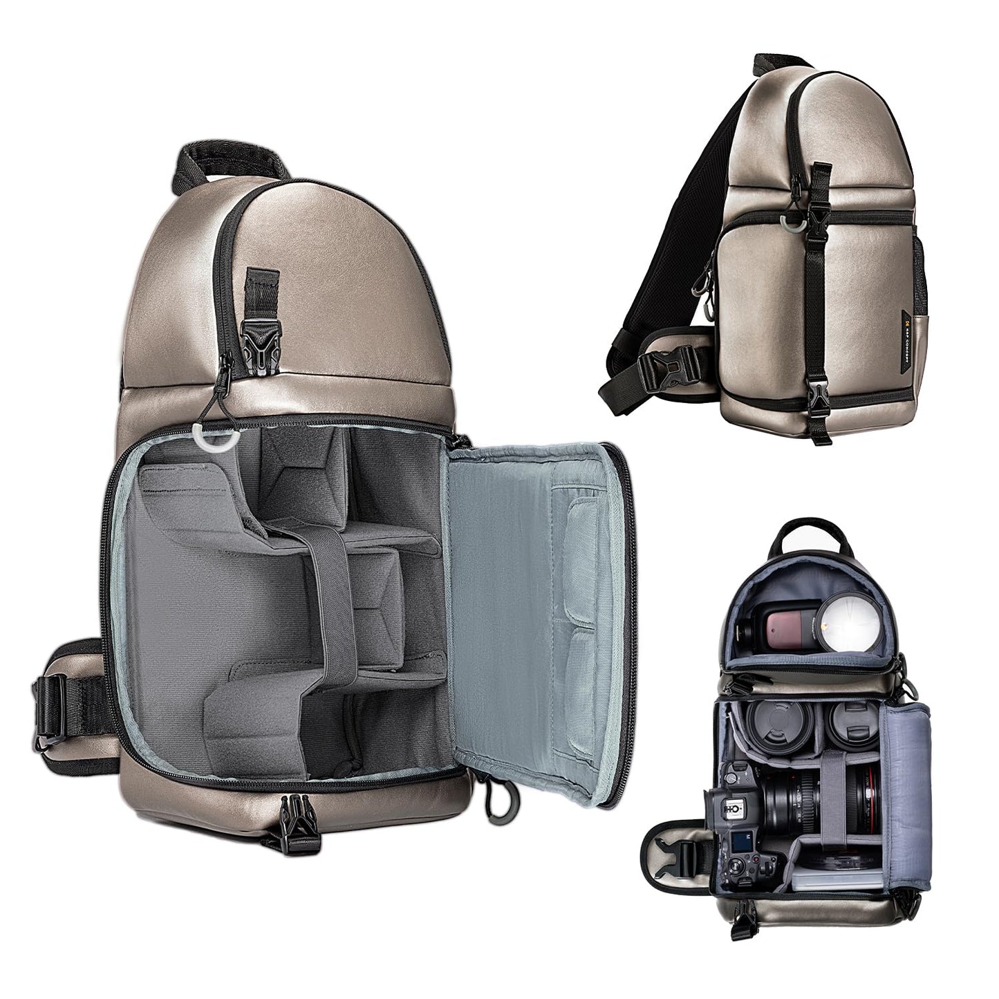 K&F CONCEPT Camera Shoulder Bag, Waterproof Camera Bag, Photography Daily Travel Camera Bag, Bags Photographer Photo Backpack, Iron Grey - KF13.141JP