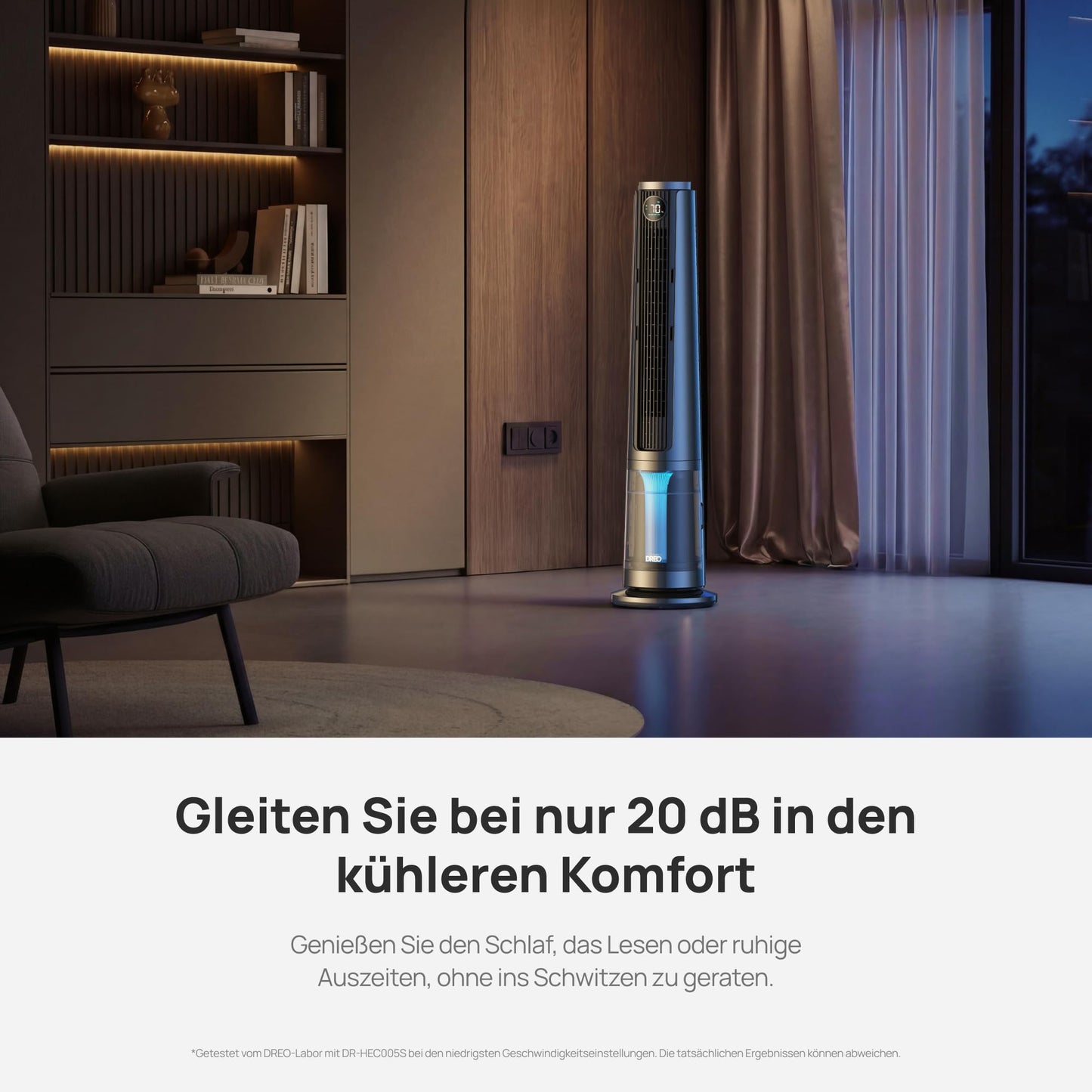 DREO TurboCool Mist Fan 765S, 3-in-1 tower fan with ultrasonic, WiFi & app control, 6 L tank, 10.4 m/s airflow, 20 dB quiet DC motor, 90° oscillation, 12 speeds, 4 modes - DR-HEC005S