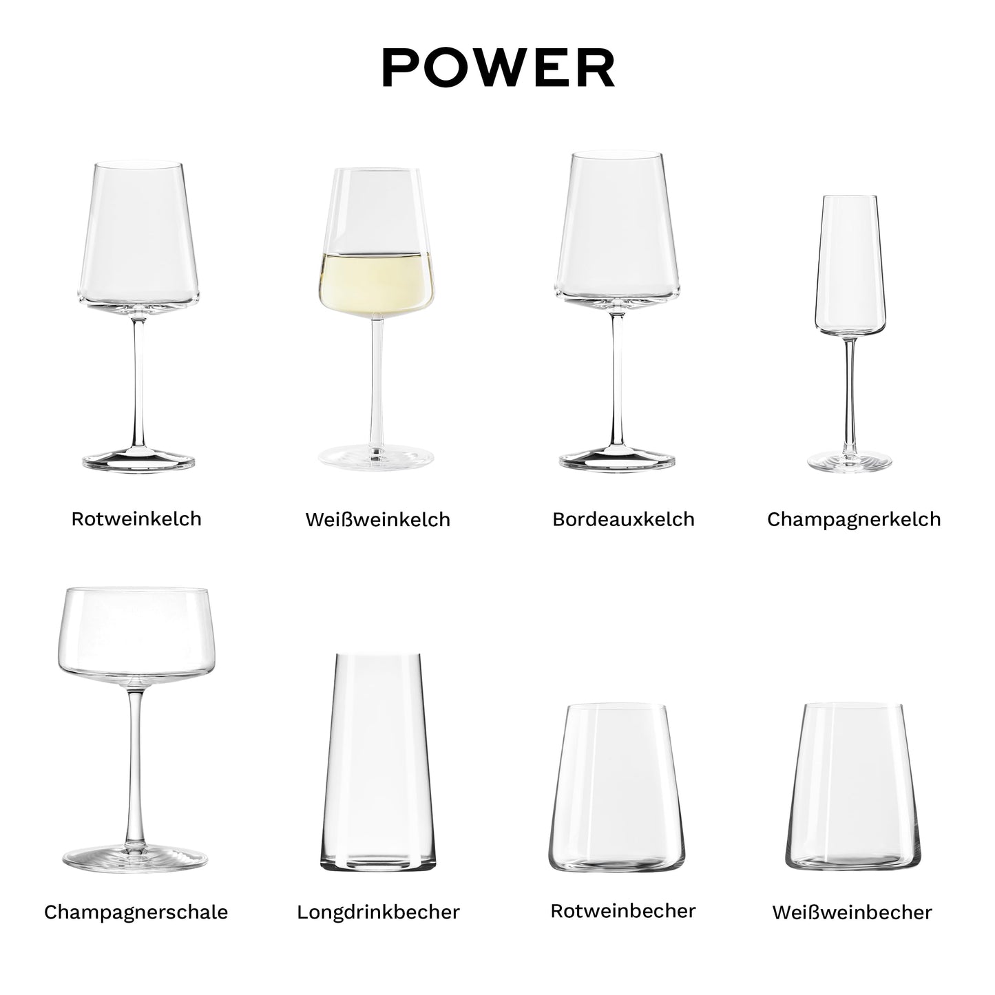 Stölzle Lausitz Power white wine glasses set of 6 400 ml - Modern wine glasses for maximum aroma development of white wine - Elegant white wine goblet made of crystal glass - Dishwasher and shockproof, Made in Germany - 1590002