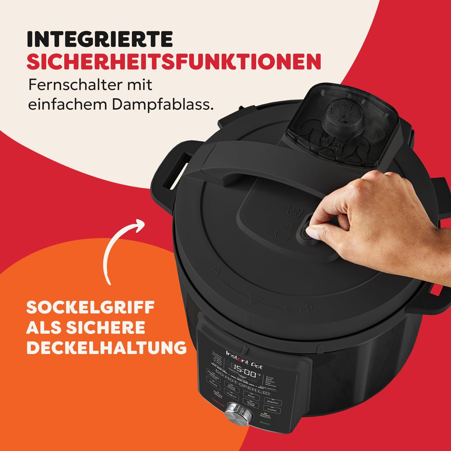 Instant Pot Duo Plus with WhisperQuiet technology, multi-cooker 5.7 L - pressure cooker, slow cooker, rice cooker, sauté pan, yogurt maker, keep warm function, steamer, vacuum cooker, cake baking - DPPC604