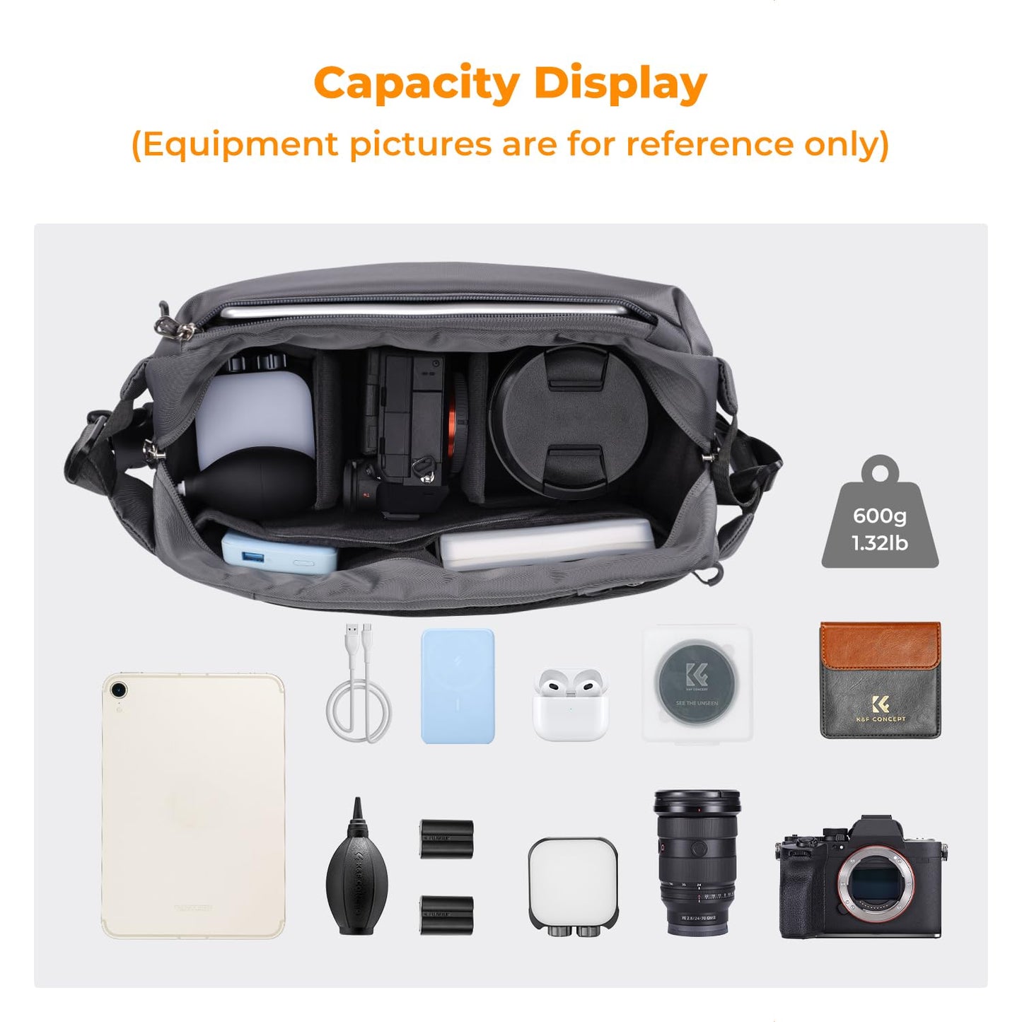K&F CONCEPT Camera Backpack Shoulder Bag Square Bag Bags for Photographers Camera Rectangle Case Compatible with Canon/Nikon/Sony/DJI Mavic Drone Backpack (Dark Gray) - KF13.157V6