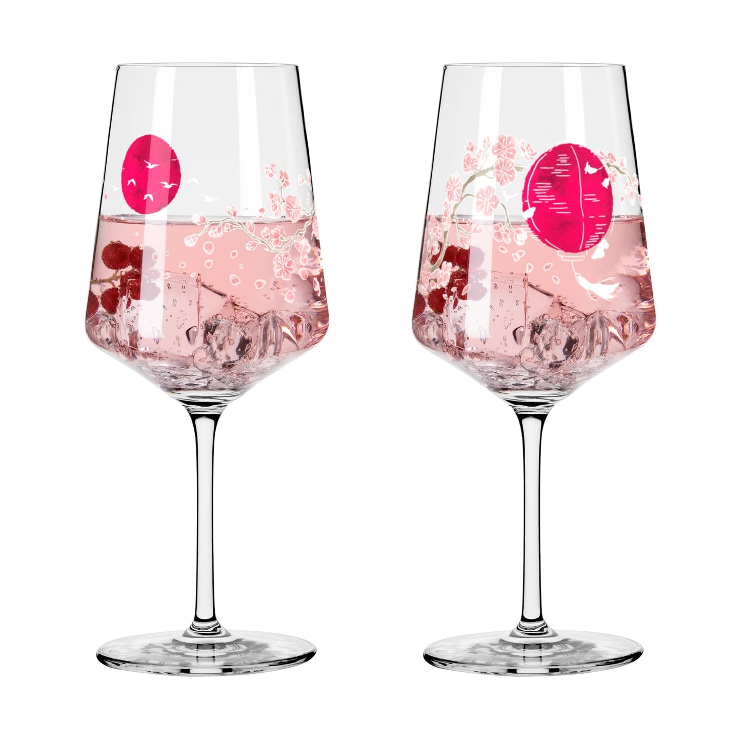 RITZENHOFF 3461007 Aperitif Glass Sprizz Set of 2 500 ml - Sommersonett Series No. 13 + 14 with Asia Motif Pink - Made in Germany