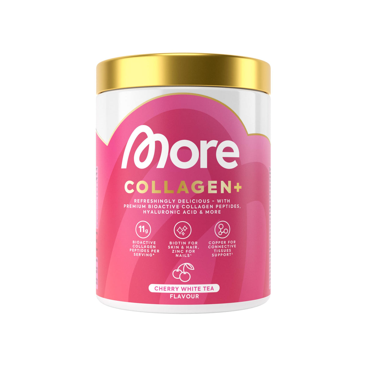 MORE Collagen+, 300 g, Ceai Alb cu Cireșe, cu Hidrolizat de Colagen - XMO50172