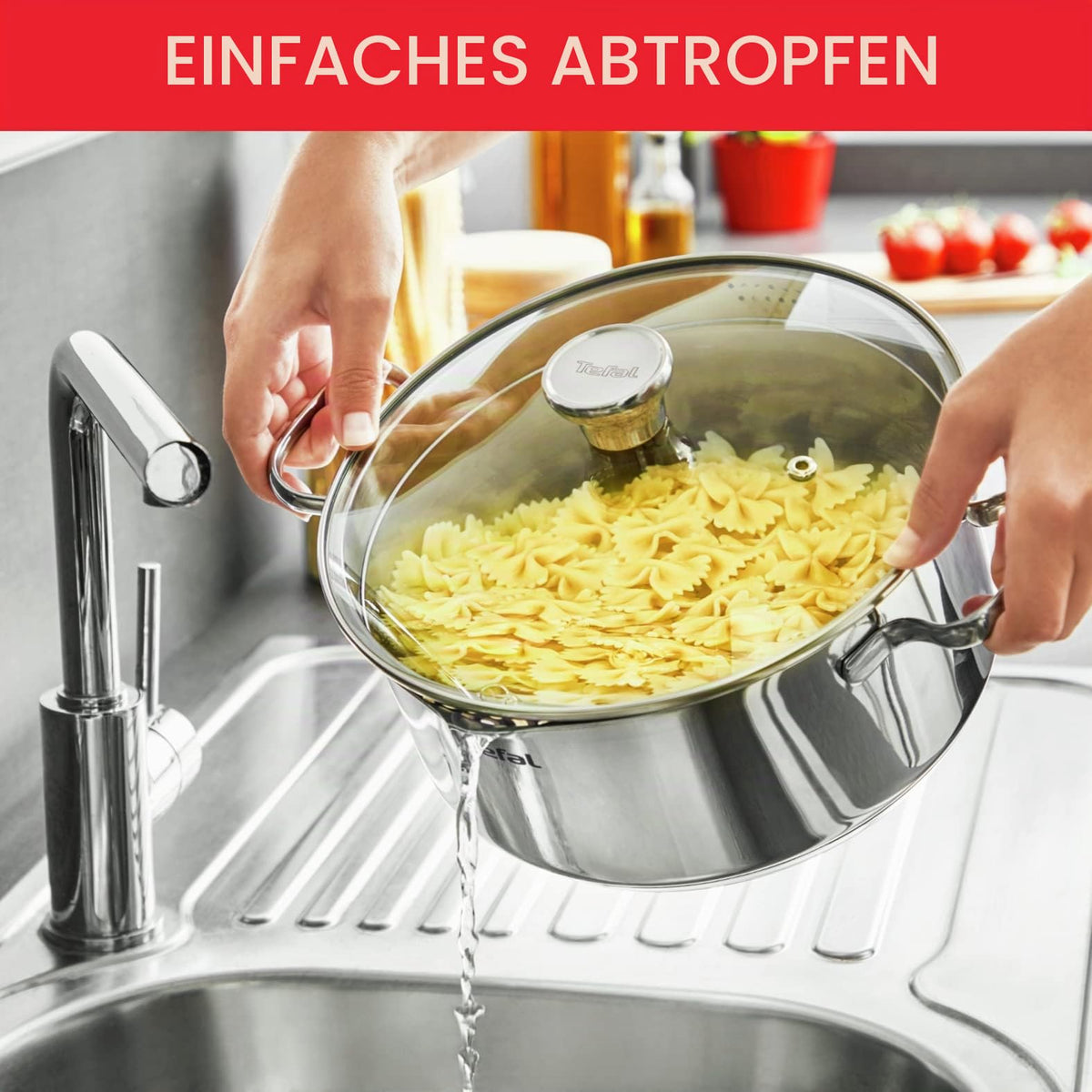 Tefal Duetto On A705S636 set de vase de gătit, oală de 16 cm, oale de 20/24 cm, capac din sticlă, inducție, oțel inoxidabil 18/10, 10 ani garanție, bază cu 3 straturi, Duetto On A705S636