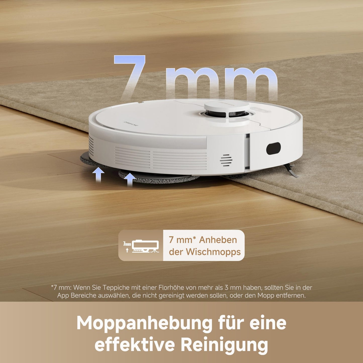 dreame L10s Pro Gen3, intelligent vacuum and mopping robot, Vormax suction power with 13,000 Pa, DuoScrub mopping system, automatic mop raising by 7 mm, powerful carpet cleaning, 5,200mAh battery - RLL42SDA