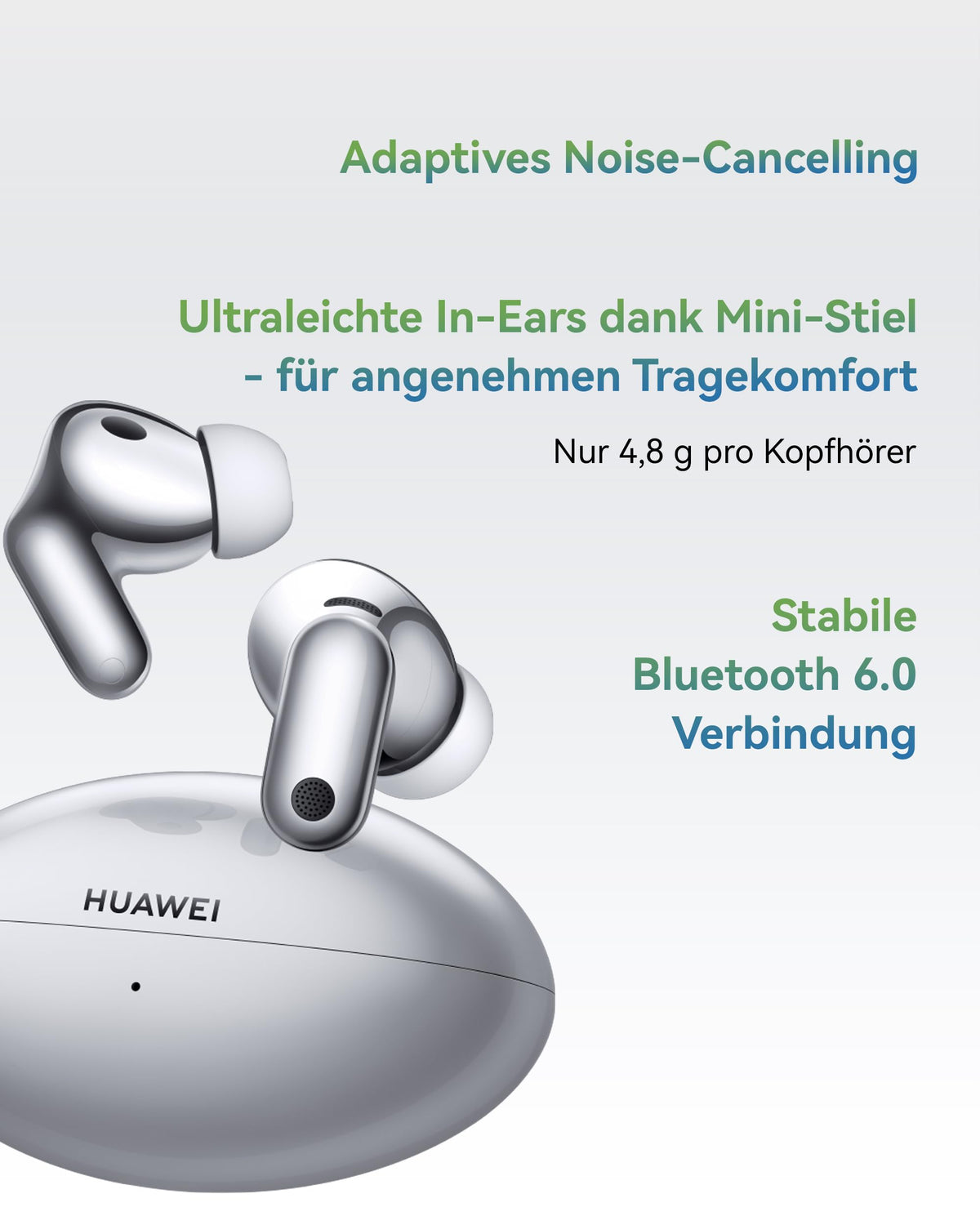 HUAWEI FreeBuds Neo Wireless In-Ear Headphones, 4.8 g, IP 55, Silver - Dolphin-T010