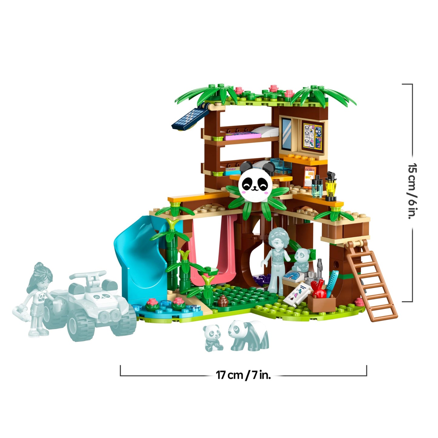 LEGO Friends Panda Care Station - Toy with Sanctuary - Animal Playset with Tree House, Quad, 2 Mini Dolls and 3 Panda Figures - Gift for Girls Ages 7 and Up - 42648