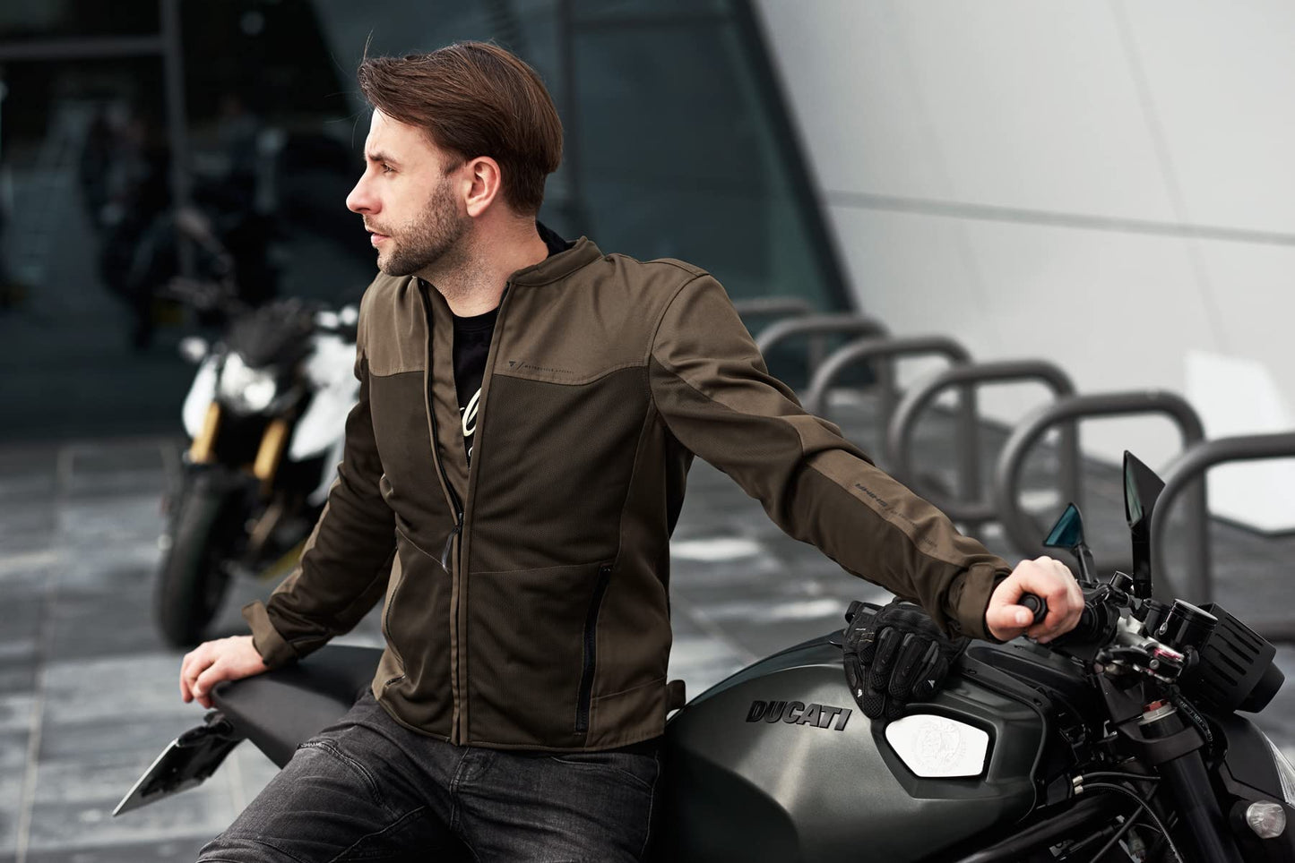 SHIMA OpenAir Motorcycle Jacket Men with Protectors AirForce Back Protector Motorcycle Jacket Summer Mesh Ventilated Textile Jacket Protective Jackets Protector Jacket Airy (Men, Brown, XL) - OPENAIR
