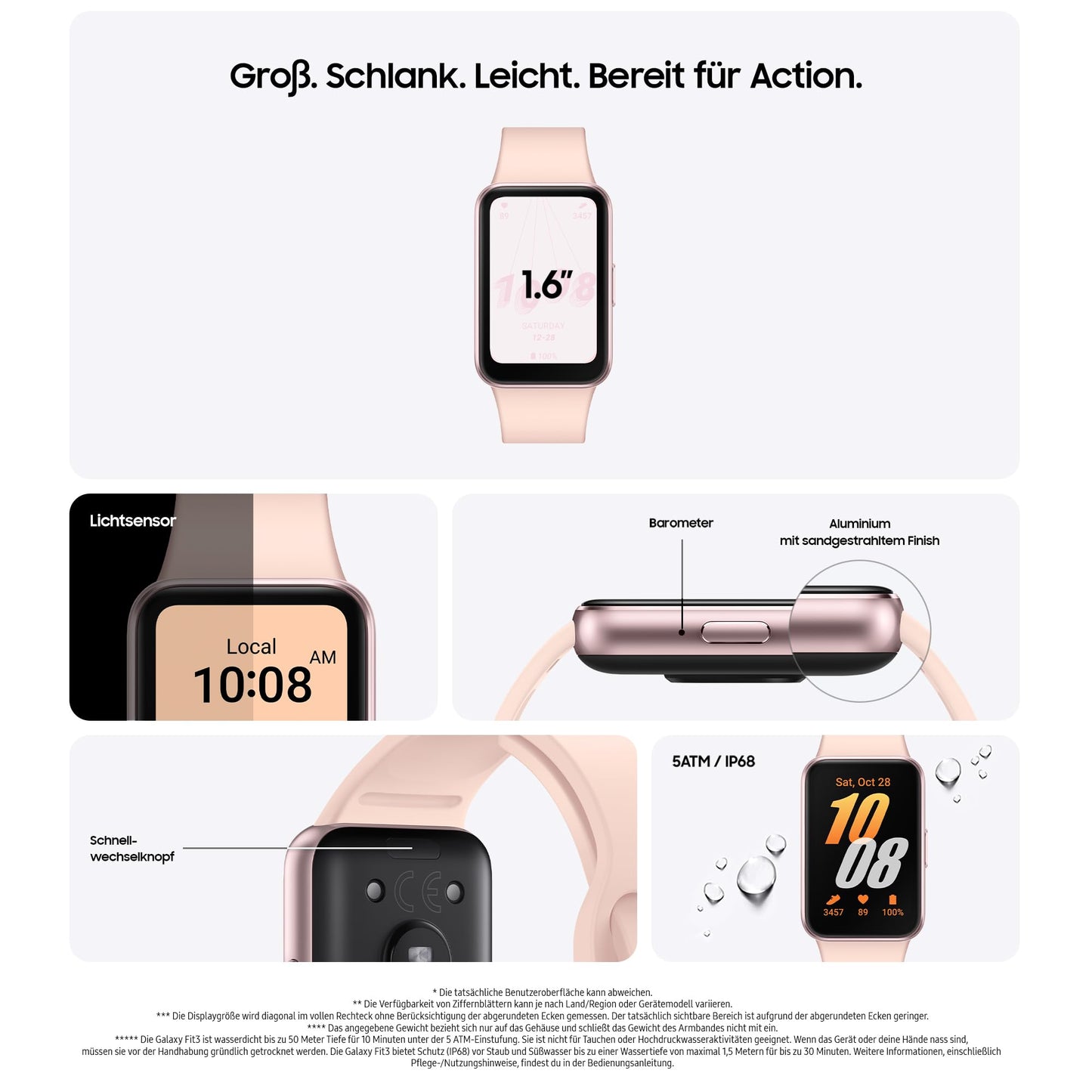 Samsung Galaxy Fit3 Smartwatch, Fitness Watch as Fitness Tracker and Activity Tracker, Pink Gold, Incl. 36 Months Manufacturer's Warranty [Exclusively at Amazon]