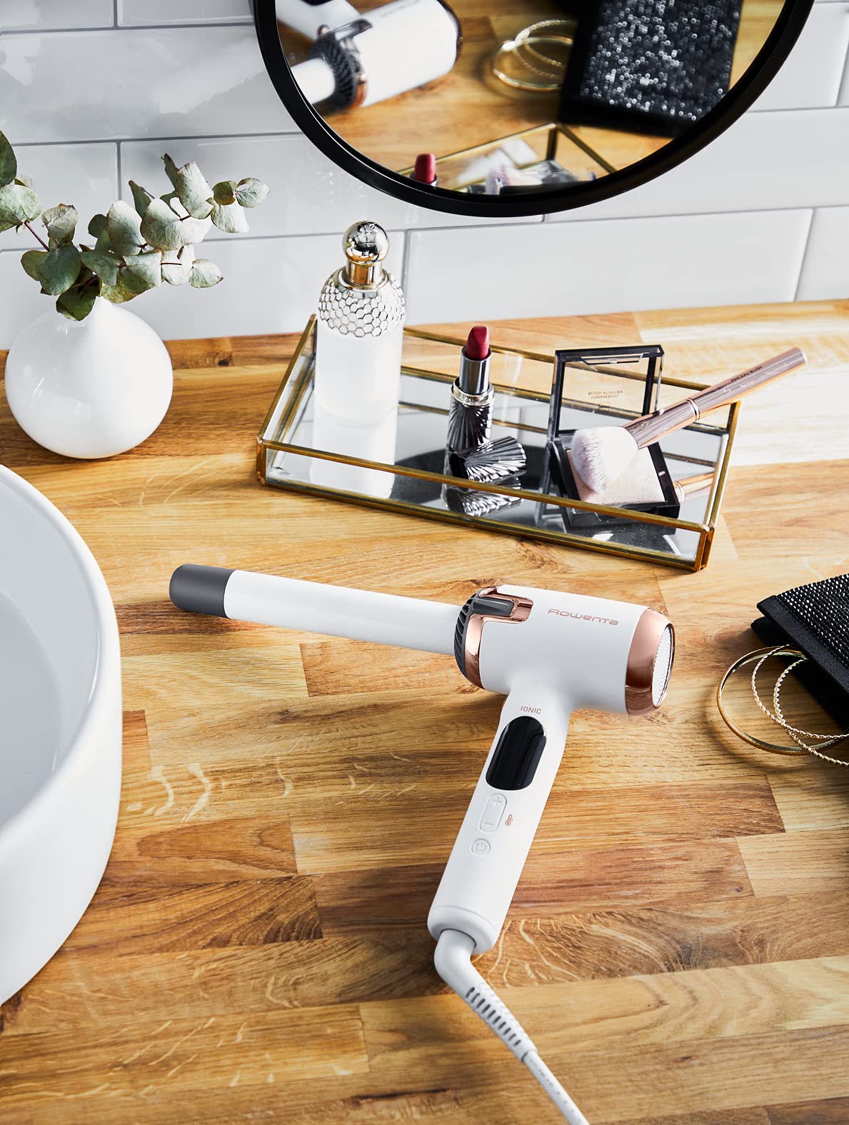 Rowenta CF4310 Ultimate Experience Air Care Curling Iron | new L-shape | gentle airflow | 8 temperature settings from 130°C to 200°C | heats up in 30 seconds | White/Copper | 1 piece (single pack)