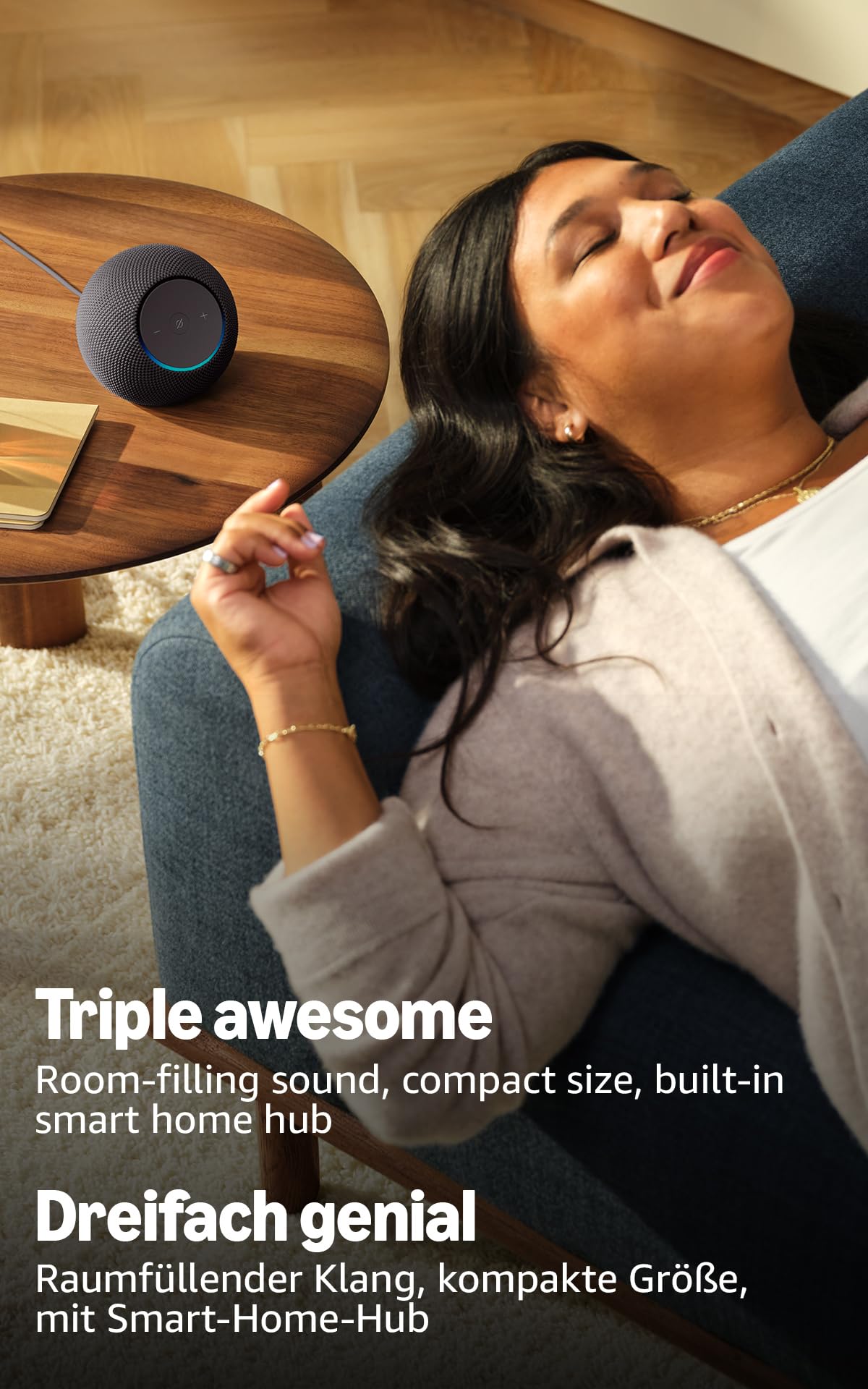 Amazon Echo Dot Max (latest generation), Alexa speaker with room-filling sound and integrated smart home hub, international version, graphite - MA49CA
