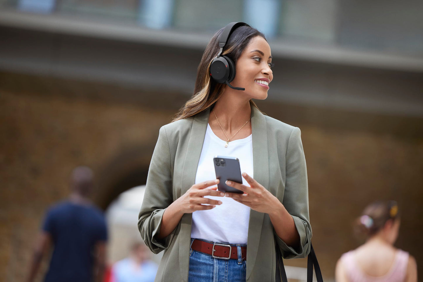 Jabra Evolve2 75 Wireless PC Headset with Charging Dock, 8 Micro Technology - Dual Foam Stereo Headphones with Advanced Active Noise Cancellation, USB-C Bluetooth Adapter and MS Compatibility - Black - 27599-999-889
