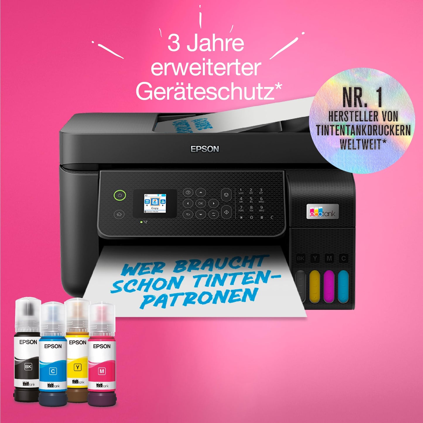 Epson EcoTank ET-4800 ink tank printer | for Home & Small Offices | WiFi & Ethernet| A4 | Print, Copy, Scan, Fax | 3.7cm LCD display screen | ADF | Includes ink for up to 3 years