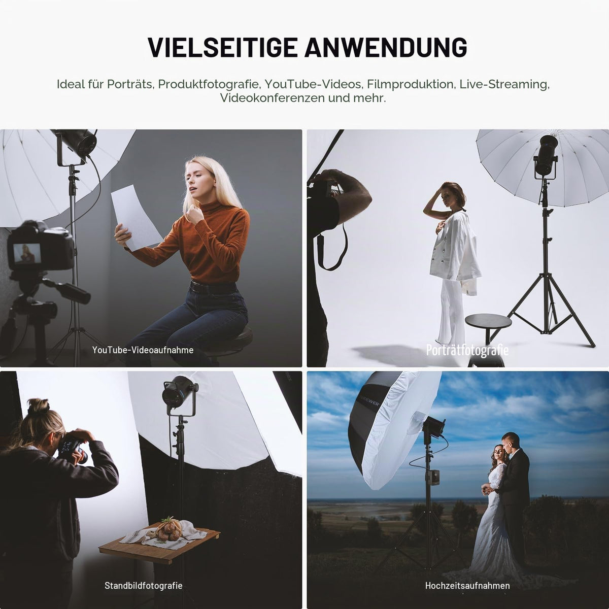 NEEWER 130cm Parabol Reflexschirm pentru fotografie cu interior alb - 10103470