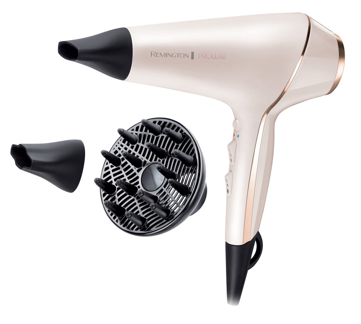 Remington Professional Hair Dryer Ionen PROluxe (2400W, 150km/h, 3 styling attachments, OPTIheat technology for long-lasting styling results, ion care - anti-frizz, durable AC motor) AC9140