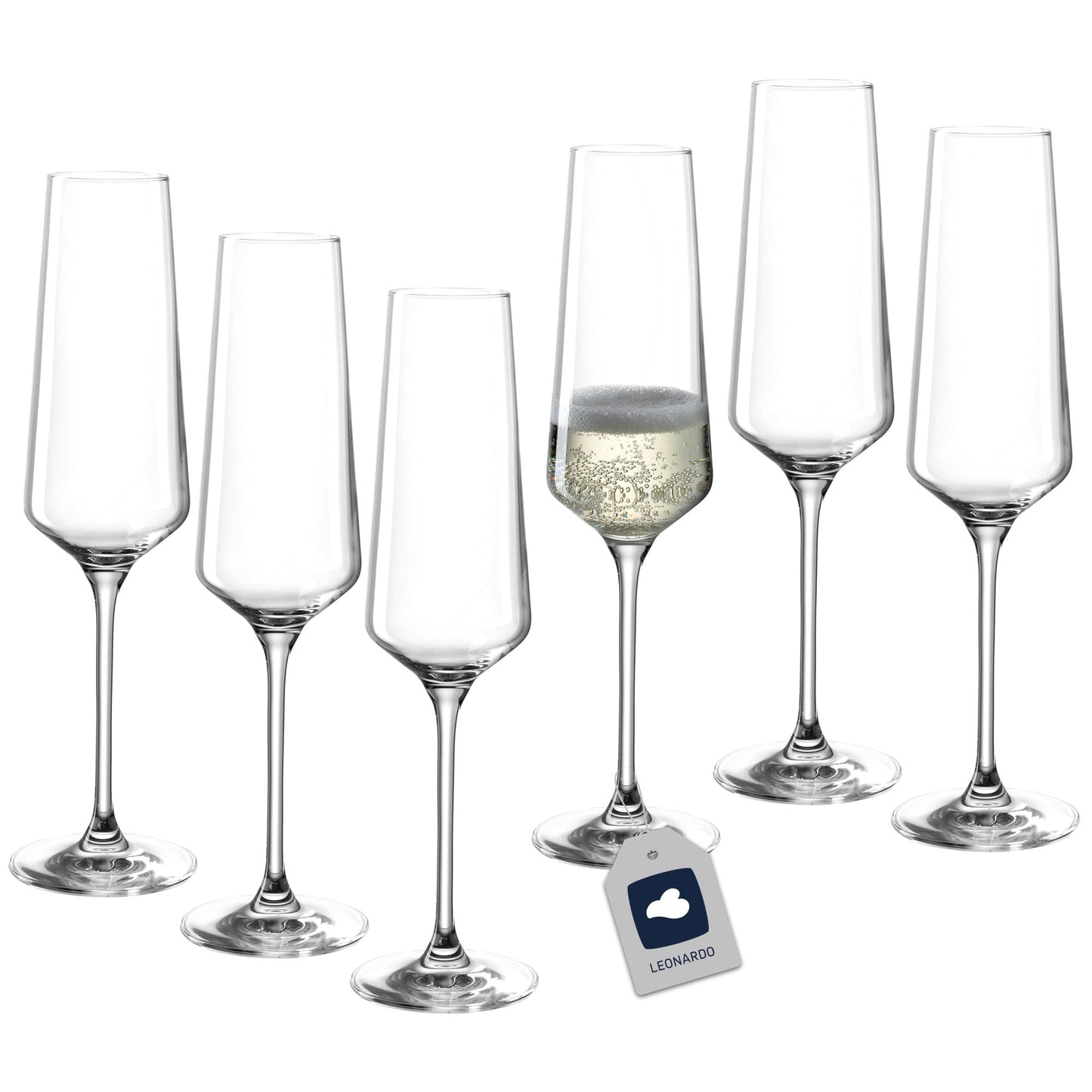 LEONARDO HOME PUCCINI champagne glasses (set of 6) • scratch-resistant champagne glasses (280 ml) • dishwasher safe & durable • timeless champagne glasses for home & restaurants • Puccini prosecco glass • 069550