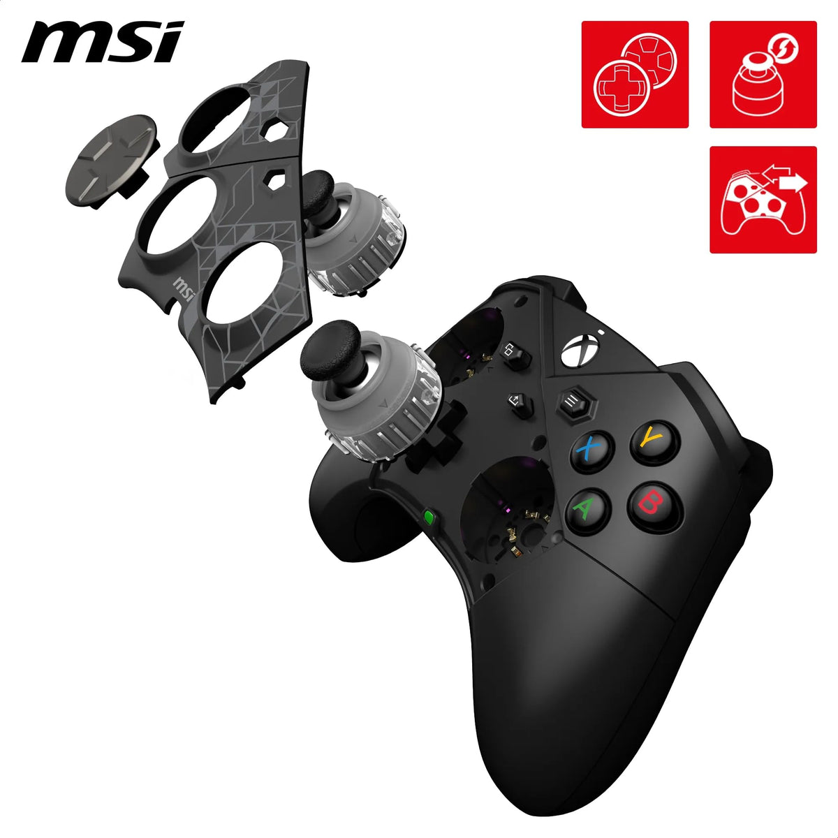 MSI FORCE PRO WIRELESS PC Gamepad Controller - 2.4 GHz, Bluetooth, USB Type-C to A - wired/wireless, 1000mAh Li-Ion battery (48h), Hall effect triggers, quad vibration motors, RGB - S10-43G0130-C54