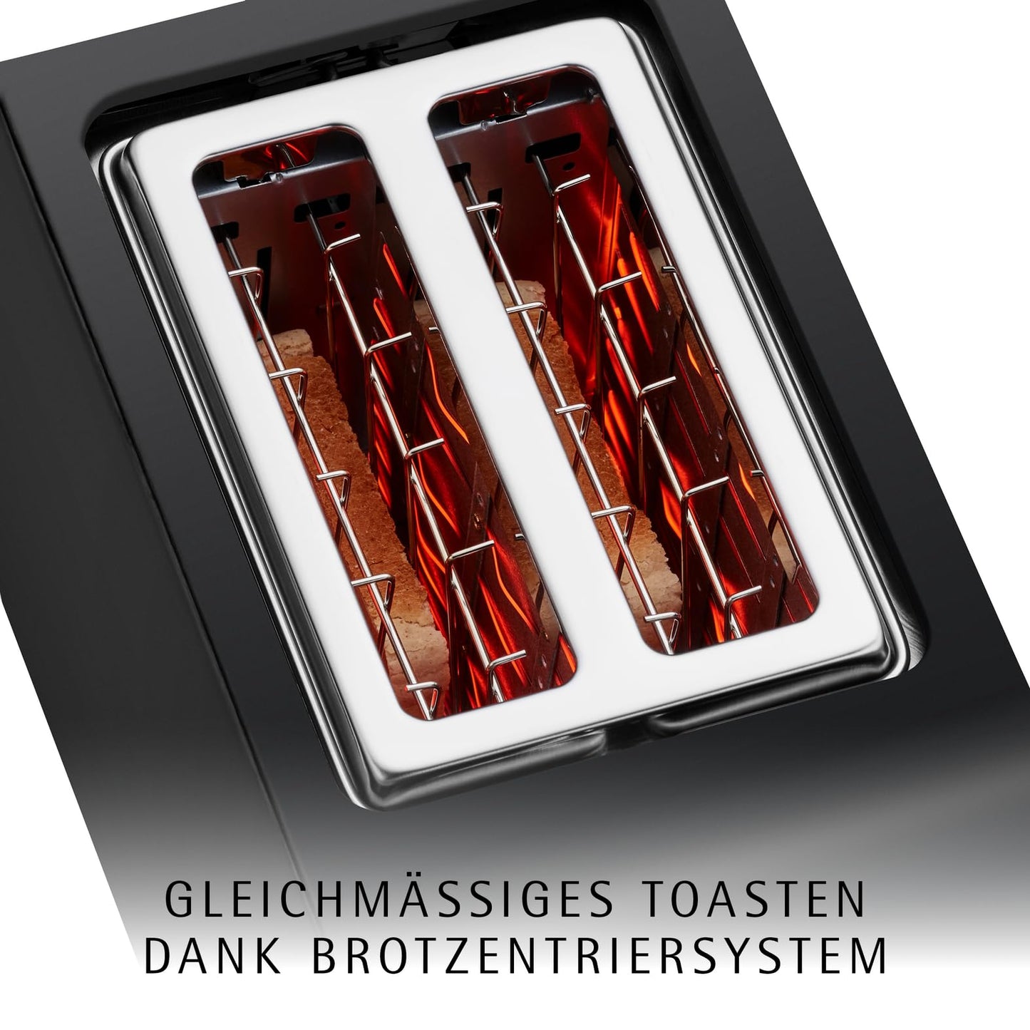 WMF Stelio toaster 2 slices stainless steel, double slot toaster with bread roll attachment, bagel function, 7 browning levels, 900 W, matt black stainless steel - 414210071