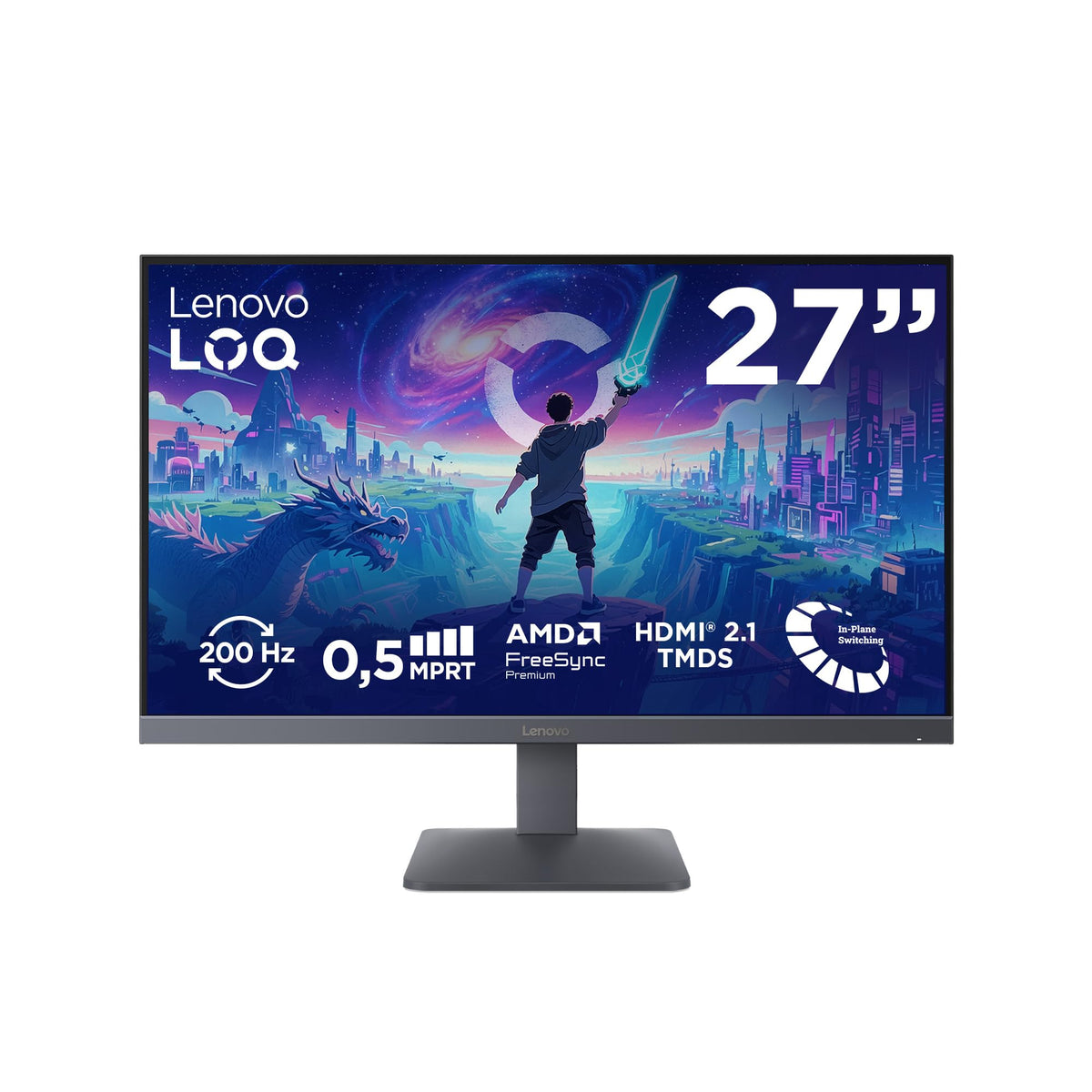 Lenovo LOQ 27-10 | 27'' Full HD Gaming Monitor | 1920 x 1080 | 16:9 | 200 Hz | 0.5ms Response Time | HDMI 2.1 | DisplayPort | 3-Sided Panel | AMD FreeSync Premium | Luna Gray - 68F2GACBEU
