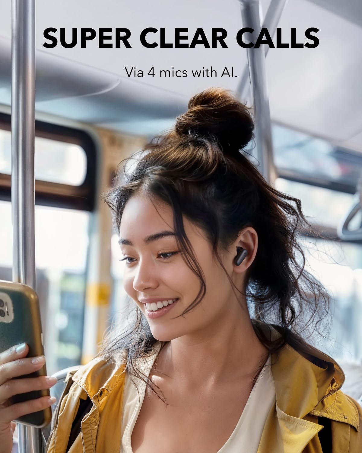soundcore P30i by Anker Noise Canceling Earbuds, smart noise cancellation, powerful bass, 45h playtime, 2-in-1 case and cell phone stand, IP54, wireless headphones, Bluetooth 5.4 (refurbished)