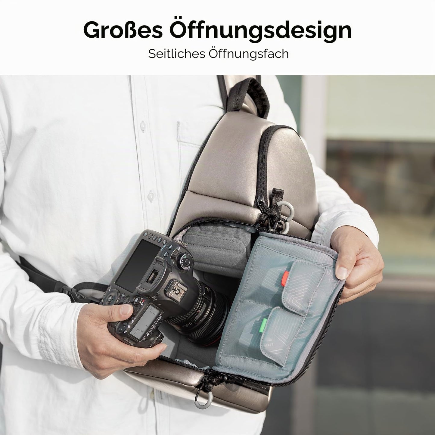 K&F CONCEPT Camera Shoulder Bag, Waterproof Camera Bag, Photography Daily Travel Camera Bag, Bags Photographer Photo Backpack, Iron Grey - KF13.141JP