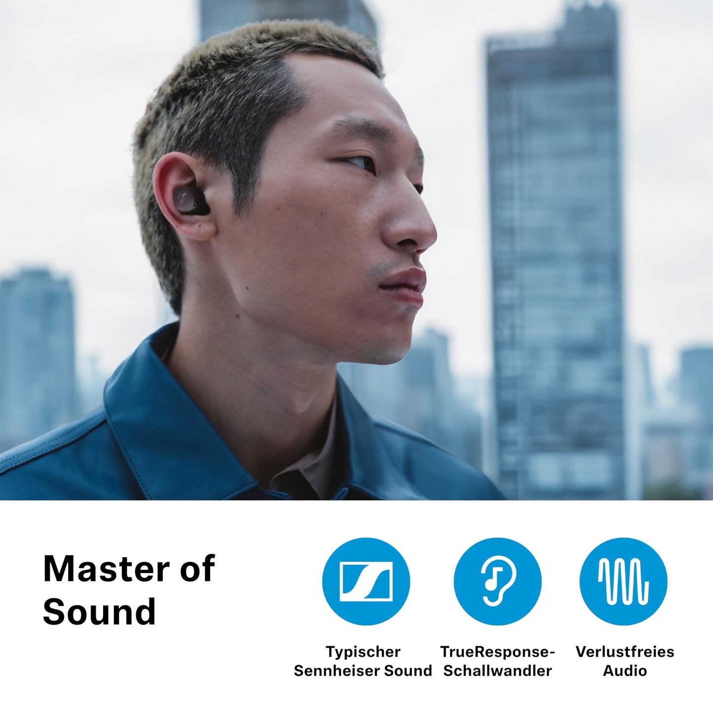 Sennheiser MOMENTUM True Wireless 4, wireless Bluetooth headphones, Bluetooth 5.4, noise canceling, comfortable design, 30 hours of battery life, adaptive ANC, Auracast, white silver - 700366