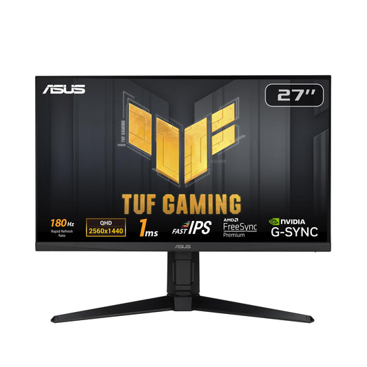 ASUS TUF Gaming VG27AQL3A - 27 inch WQHD monitor - 180 Hz, 1ms GtG, FreeSync, G-Sync, Adaptive Sync, ELMB, DisplayHDR 400 - Fast-IPS panel, 16:9, 2560x1440, DP, HDMI, USB, ergonomic, speaker - 90LM09A0-B01370