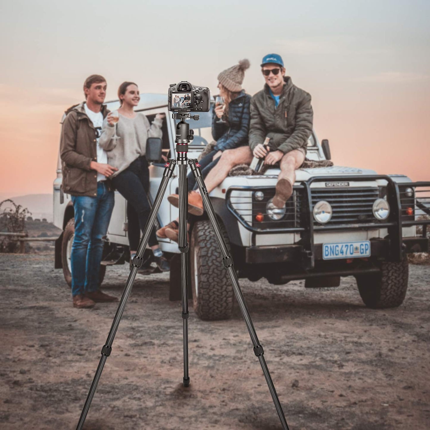 NEEWER 68"/172cm Carbon Tripod Monopod with Center Column, 360° Panorama Ball Head, Arca Type QR Plate, Bag, Compact Lightweight Carbon Fiber Travel Tripod Max Load 26.5lb/12kg, N55C - 10081590@@##1