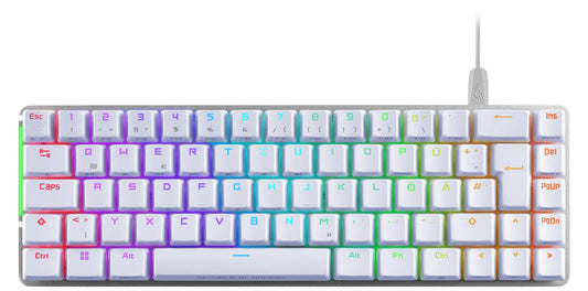 ASUS ROG Falchion Ace WHT RGB Gaming Keyboard (German Layout, 65% Form Factor, Touch Panel, Mechanical ROG NX Red Switches, 2X USB-C Ports, Ergonomic, Aura Sync, Keyboard Cover, White) - 90MP0346-BKDA11