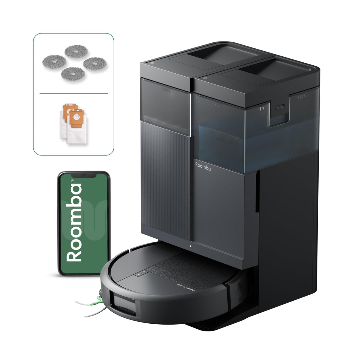 iRobot Roomba Plus 415 Saugroboter, AutoWash Basis, Rotierende Wischtücher - G285040