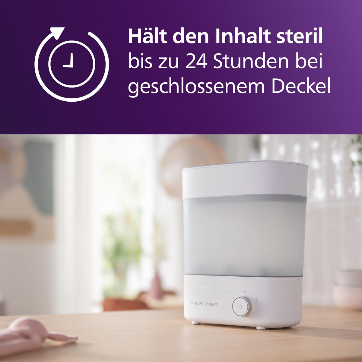 Philips AVENT Sterilizator și uscător pentru biberoane Premium, elimină 99,9% din bacterii, fără substanțe chimice, capacitate pentru 6 biberoane/suporturi/accesorii, model SCF293/00