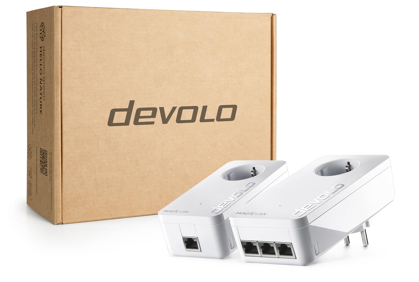 devolo Magic 2 Triple Starter Kit, Powerline Adapter, up to 2,400 Mbit/s, 3x Gigabit ports, ideal for gaming, dLAN 2.0, white - 8549