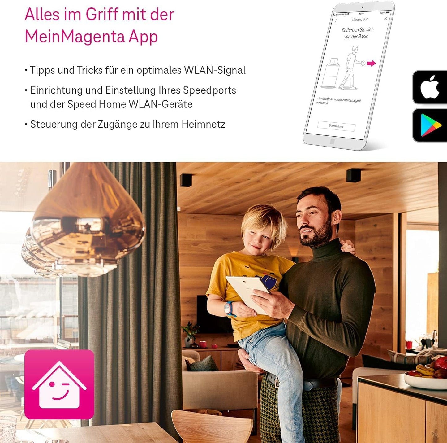 Telekom Speed Home WLAN 2nd Gen | Wi-Fi 6 mesh repeater for a strong home network up to 4,800 Mbit/s | Plug & Play via WPS | 2× LAN - Single-Gen