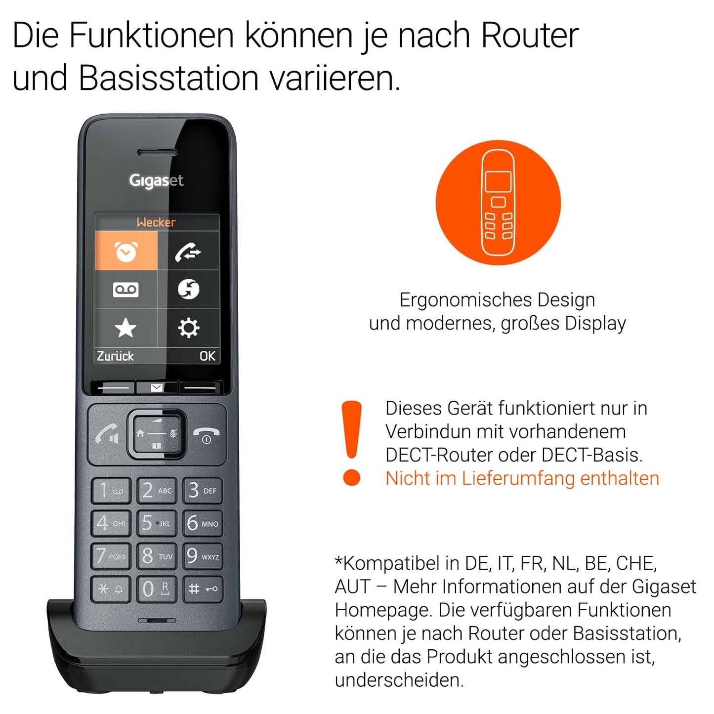 Gigaset Comfort 520HX Duo - 2 DECT handsets with charging cradle - Fritzbox compatible, cordless telephone for router & DECT base, titanium black [Compatible in DE, IT, FR, NL, BE, CHE, AUT] [Without base]