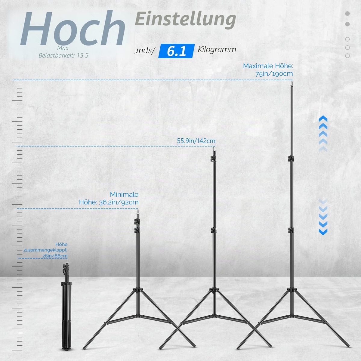 NEEWER 6.23ft/190cm Light Stand made of Aluminum (2 Pack) - 190cm/2