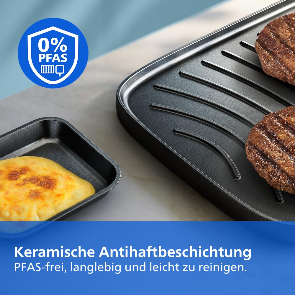 Grătar Raclette Philips 2-in-1 5000 Series, Control al temperaturii, 1500W - HD6421/85