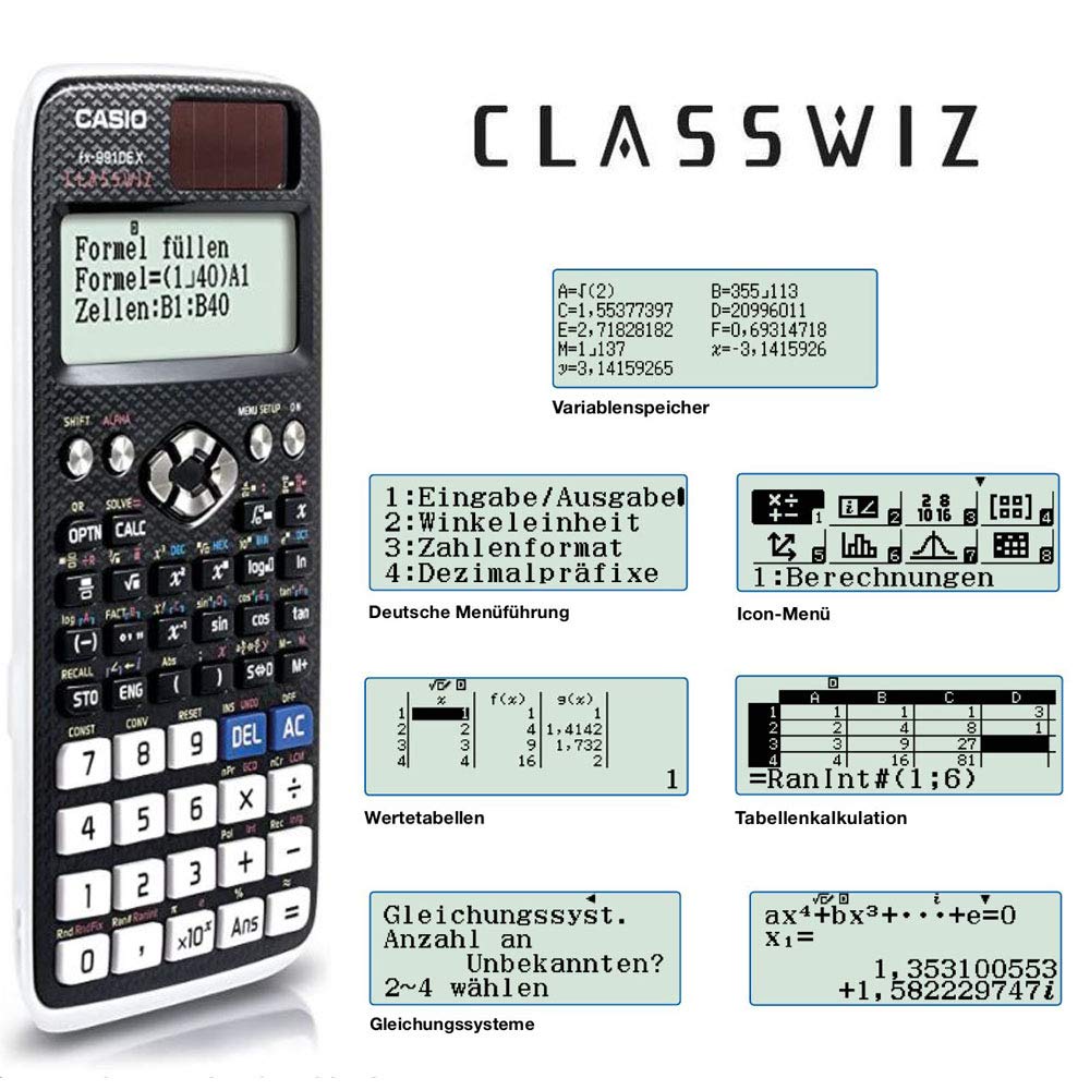 Casio FX-991DE X ClassWiz Scientific Calculator with Natural Display, Black, Technical-Scientific