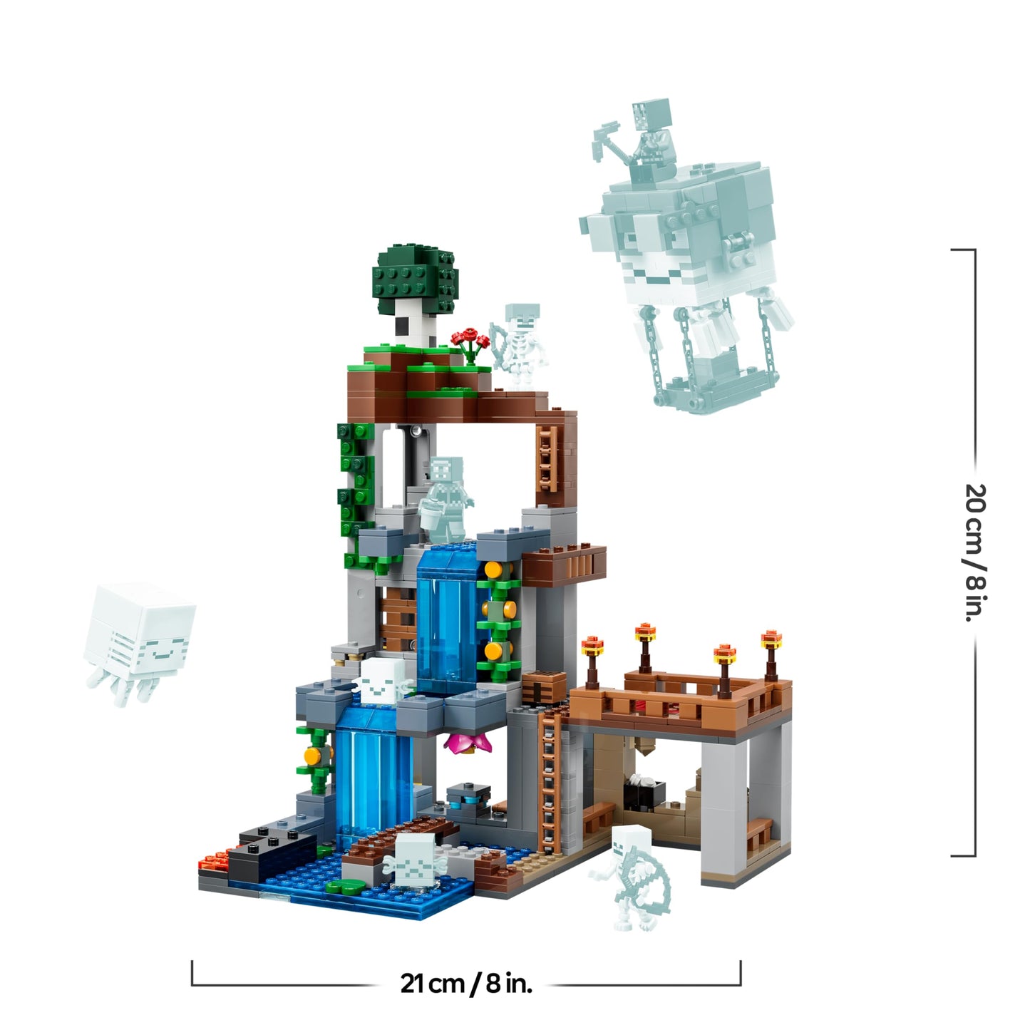 LEGO Minecraft Ghast Station - toy with 8 figures including 2 skeletons and 4 ghasts with accessories - room decoration for children - gaming gift for boys, girls and fans aged 9 and over - 21597