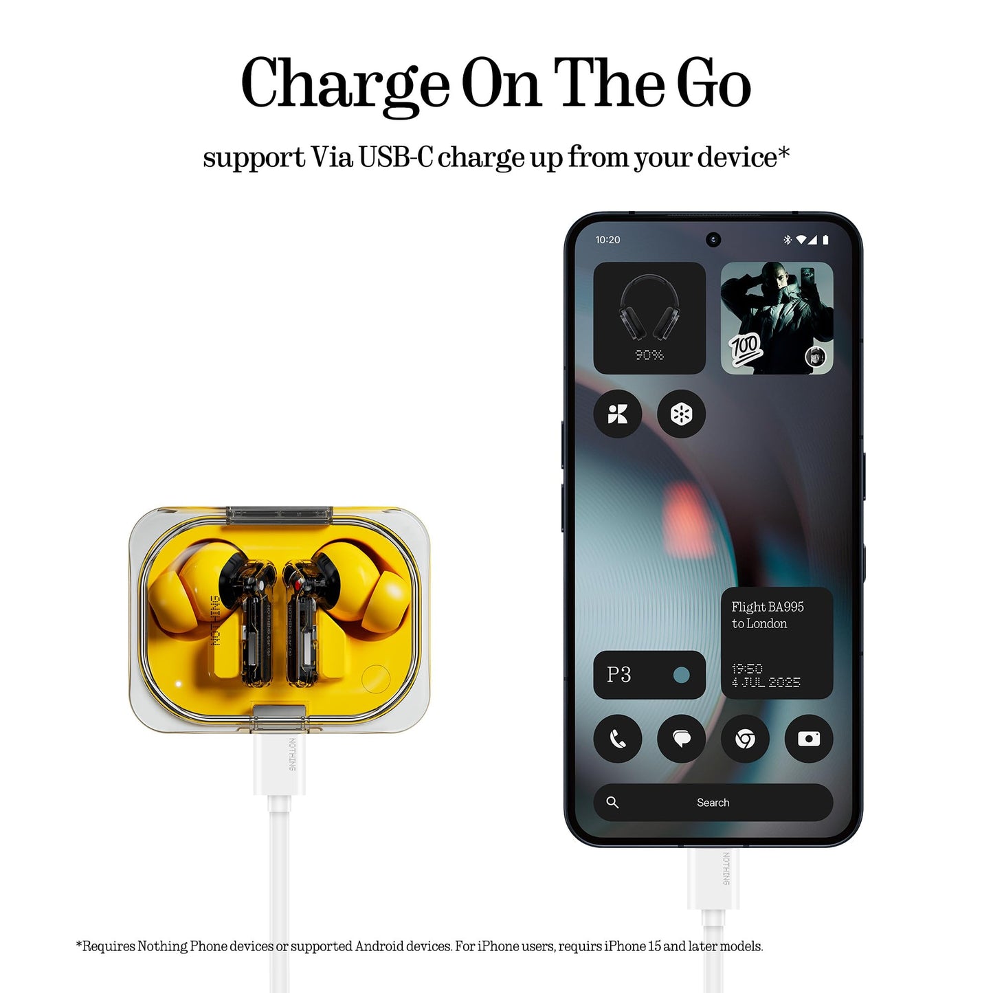 Nothing Ear (a) wireless Bluetooth headphones with ANC, bass enhancement algorithm and up to 42.5 hours of playback time - yellow - B162