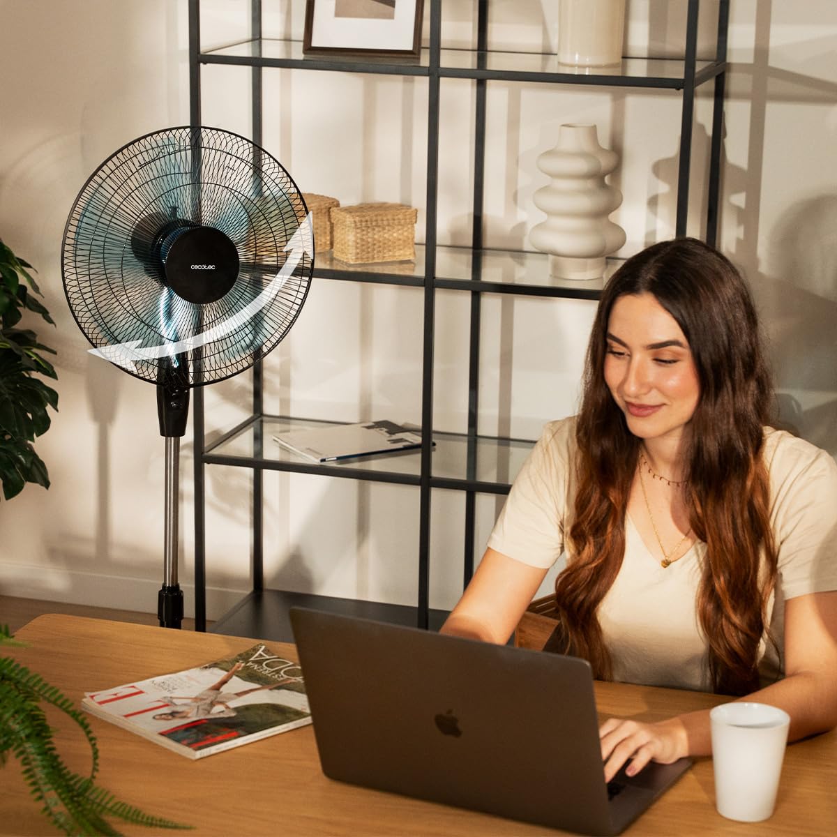 Cecotec pedestal fan 515 WindLite Pro. 56W power, 3 speeds, automatic oscillation, 40cm diameter, 5 aerodynamic blades for even air circulation - A01_EU01_123562