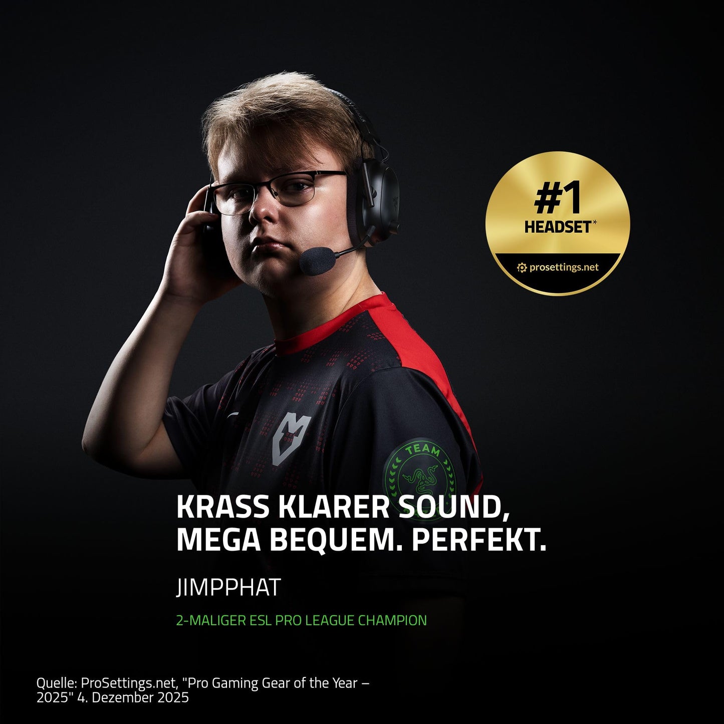 Razer BlackShark V2 Pro (2023) for PC - Premium Wireless Esports Headset (HyperClear Super Wideband Microphone, Triforce Titanium 50mm Driver, HyperSpeed Wireless Technology, 70 Hours) Black - RZ04-04530100-R3M1