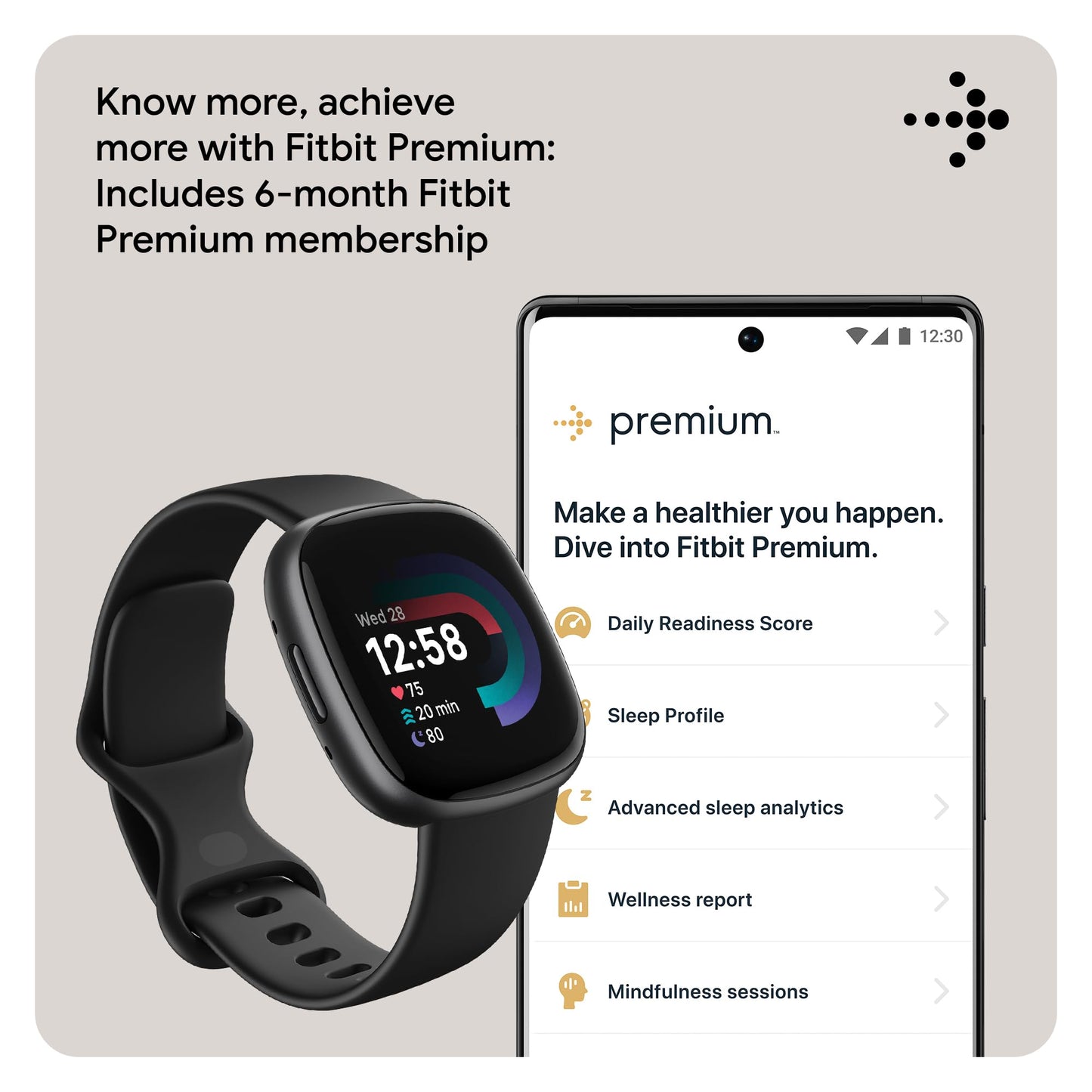 Fitbit Versa 4 Bundle (with Sports Band) Fitness Smartwatch - FB523BKBK-EUBNDL