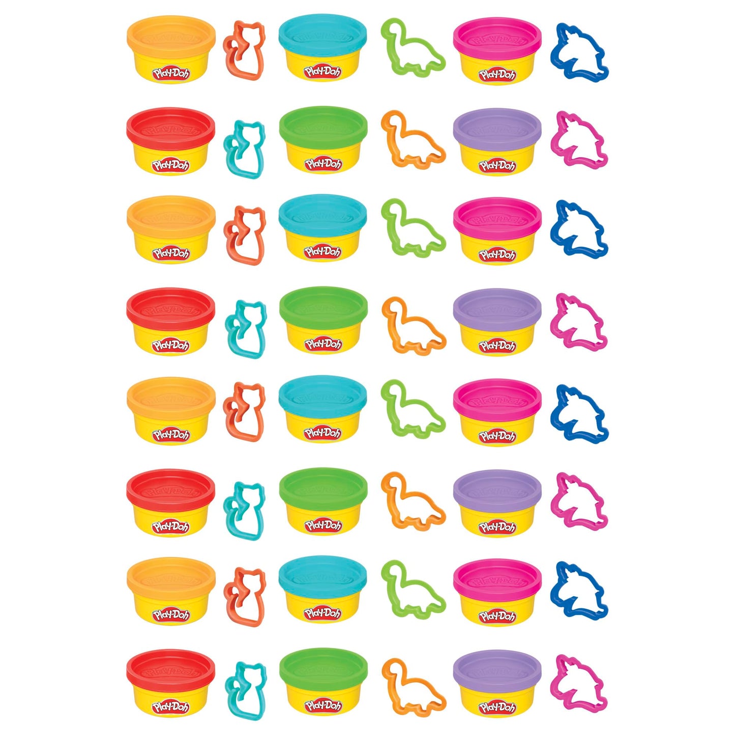 Play-Doh Fantastic Party Pack, 24 cans of modeling clay, each 56 grams in 4 colors, plus 24 matching cutters, great to bring along or share with children aged 3 and over - F9822