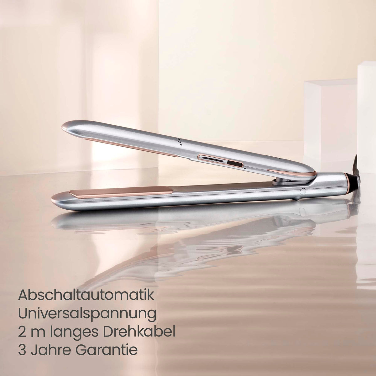 BaByliss Cosmos Straightener – Ceramic Glide Technology, 3 Temperature Settings 180–235°C, Worldwide Use, Silver, ST260E