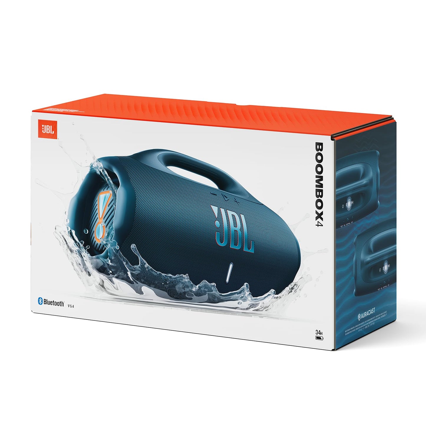 JBL Boombox 4 Portable Bluetooth Speaker, JBL Pro Sound with AI Sound Boost, IP68 Waterproof and Dustproof, Up to 34h Playback, Auracast Multi-Speaker, 2 Bass Boost Modes, Blue - JBLBOOMBOX4BLUEP